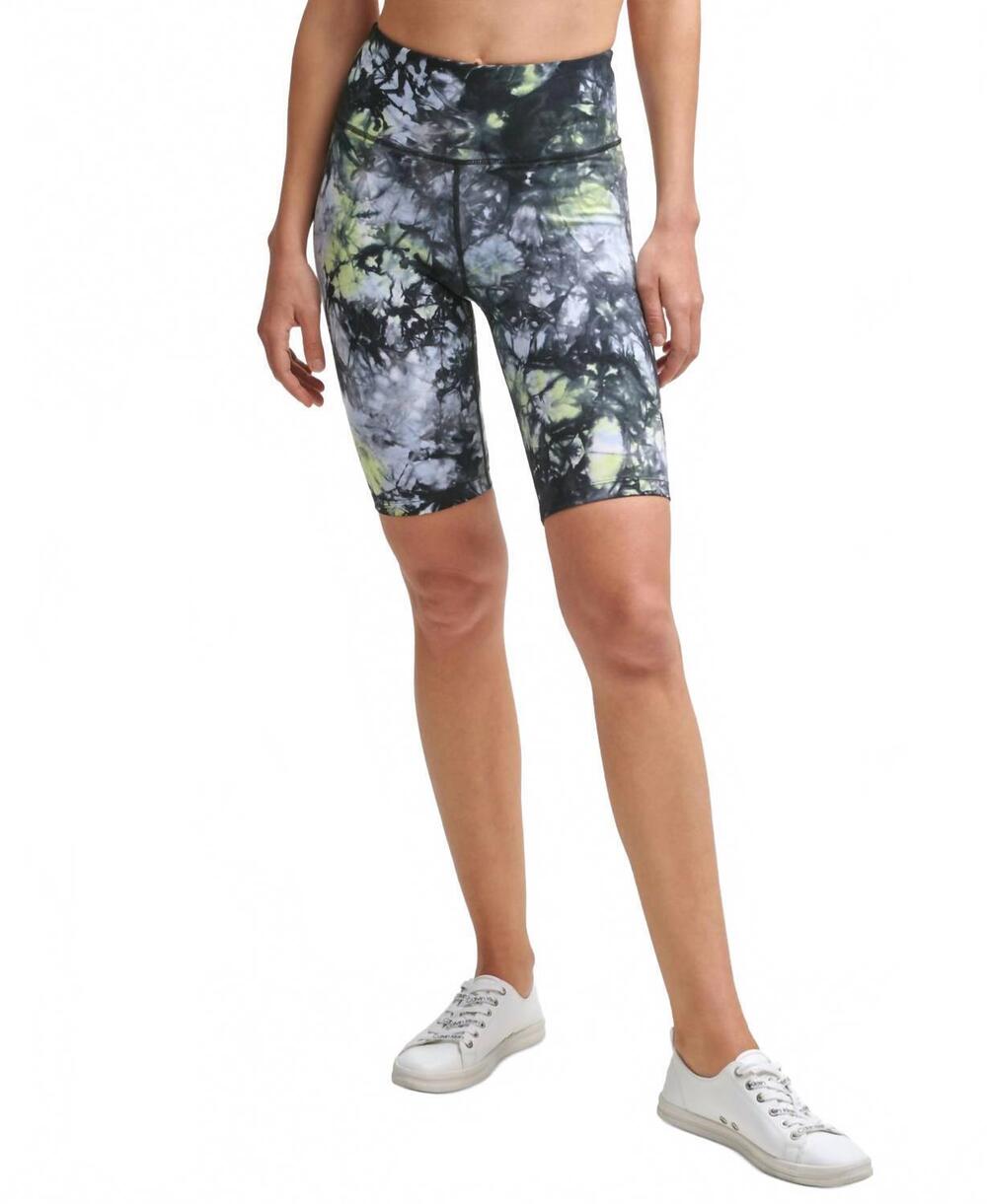 NEW CALVIN KLEIN performance oslo tie-dyed high-waist bike shorts in green glow